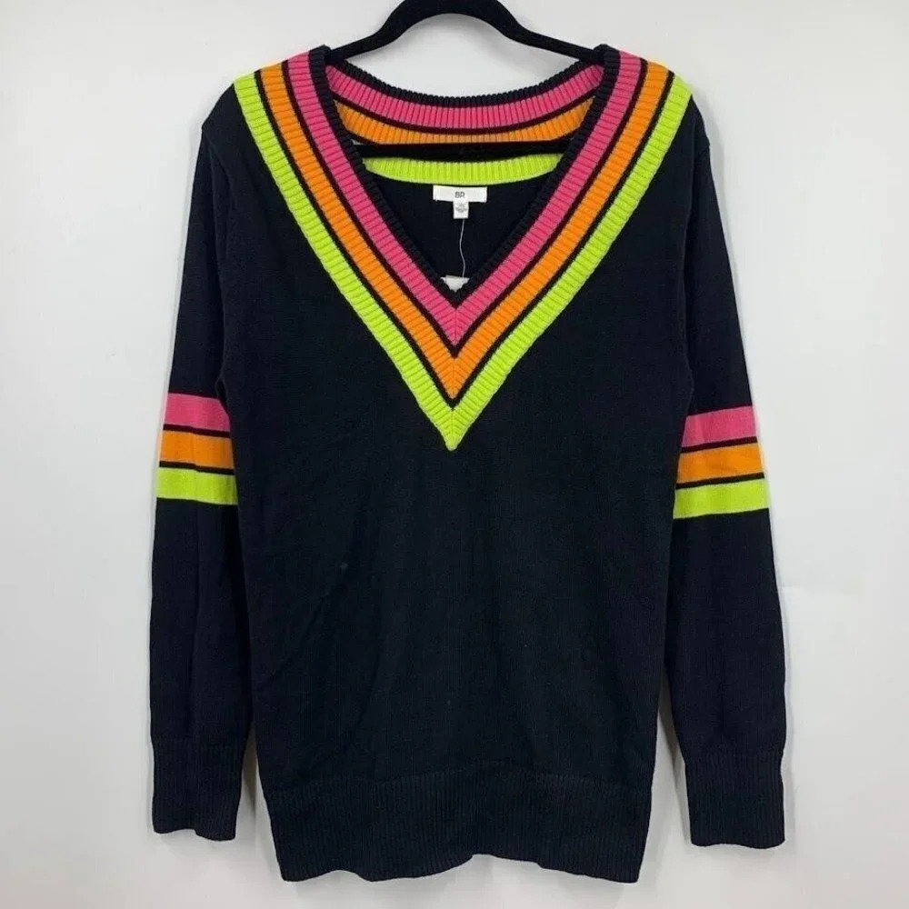 BP Be Proud By Gender Inclusive Stripe Detail Sweater In Multi Stripe‎ SZ S NWT